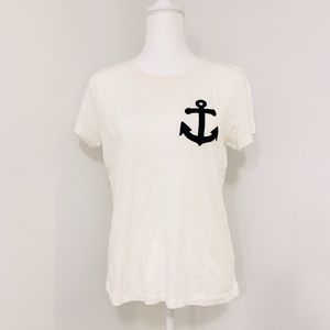 J CREW Summer Tissue Tee with Anchor Appliqué Sz L